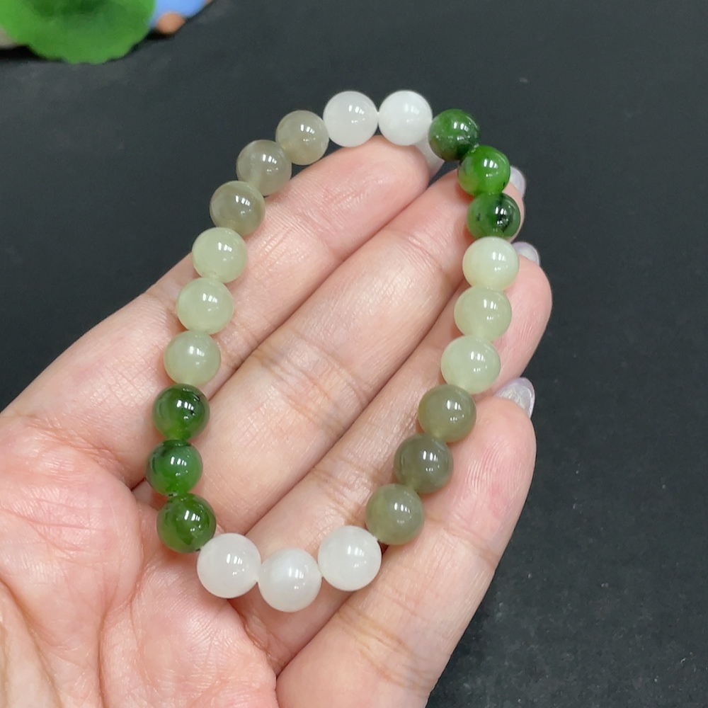 H33846507 Hetian Jade Bracelet Approx. 7.9mm Total Weight About 18g