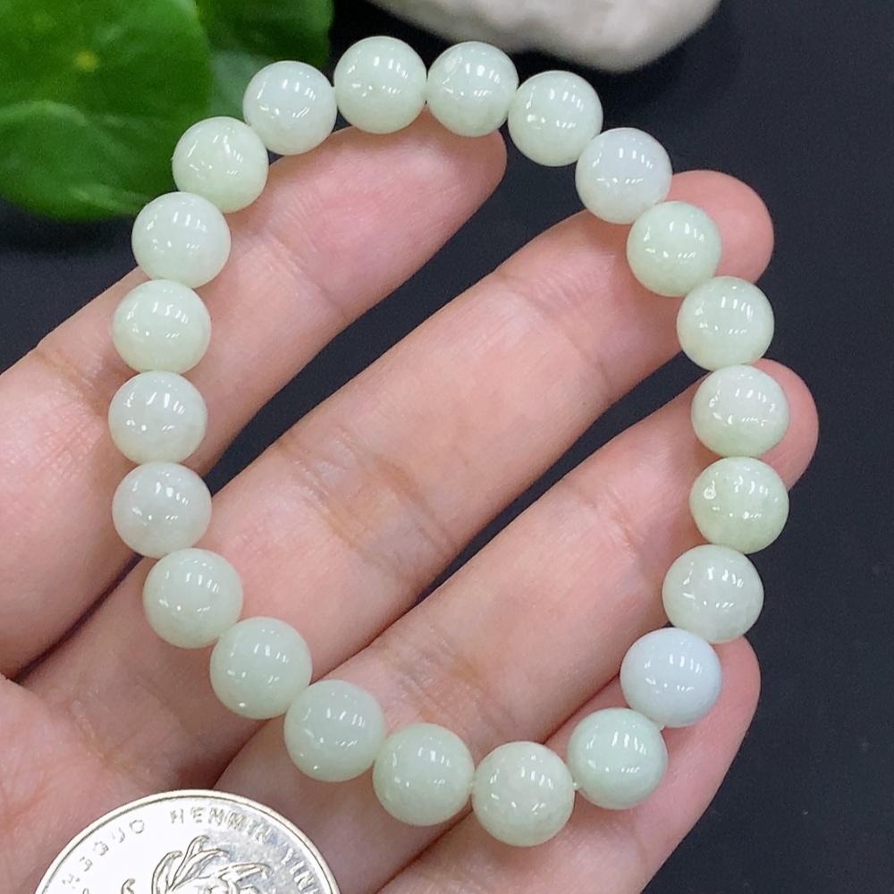 F35157100 Jadeite Bead Necklace Approximately 7.8mm Bead Size Total Weight About 19.7g
