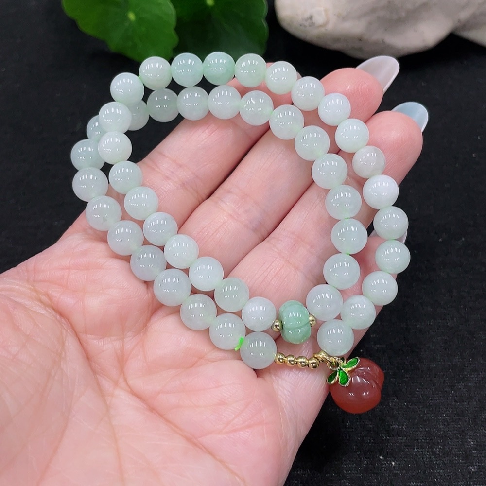 F33899392 Jadeite Bead Necklace Approx. 7.3mm Total Weight Approx. 32.8g (Non-Gold Setting) (Matching Beads Non-A)