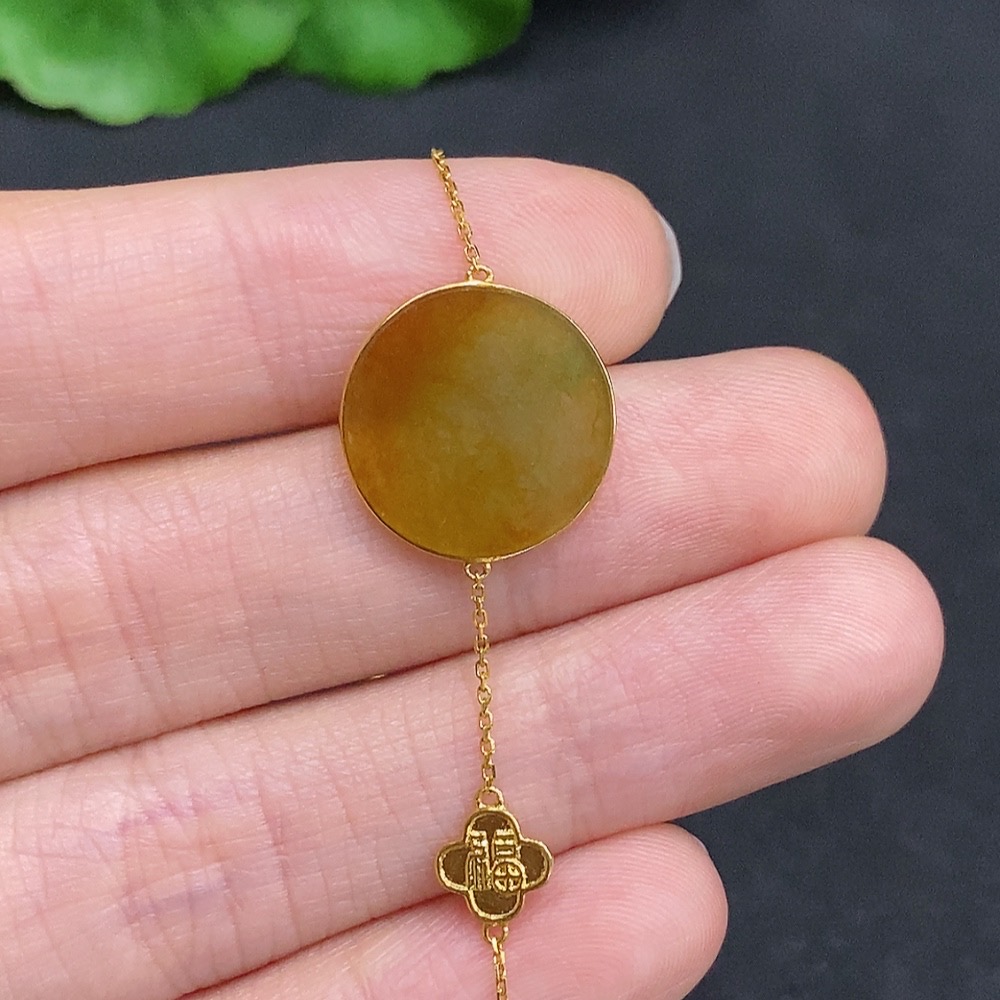 F33831634 Jadeite Plain Pendant Bracelet 18k Gold Total Weight Approx. 2.1g