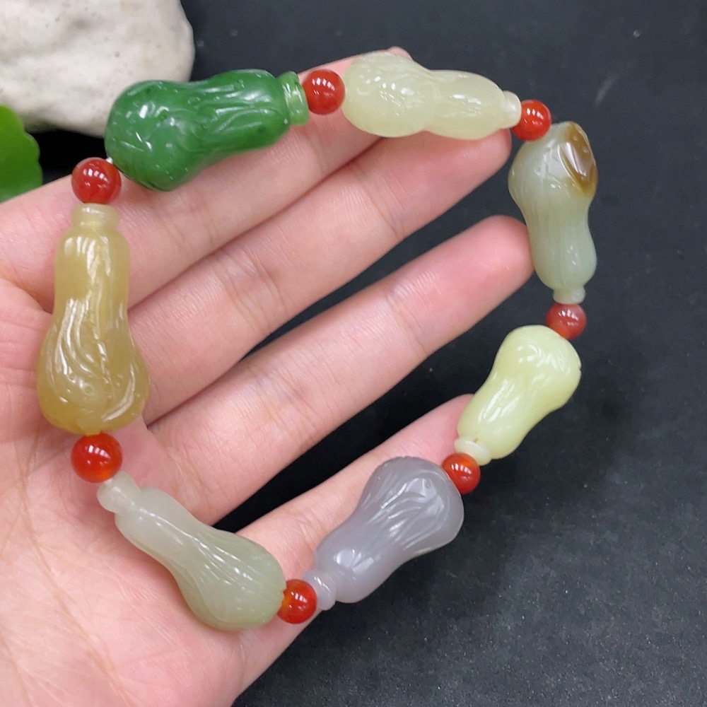 H31581795 Hetian Jade Bracelet, Beads Not Hetian Jade, Total Weight Approx. 46.3g