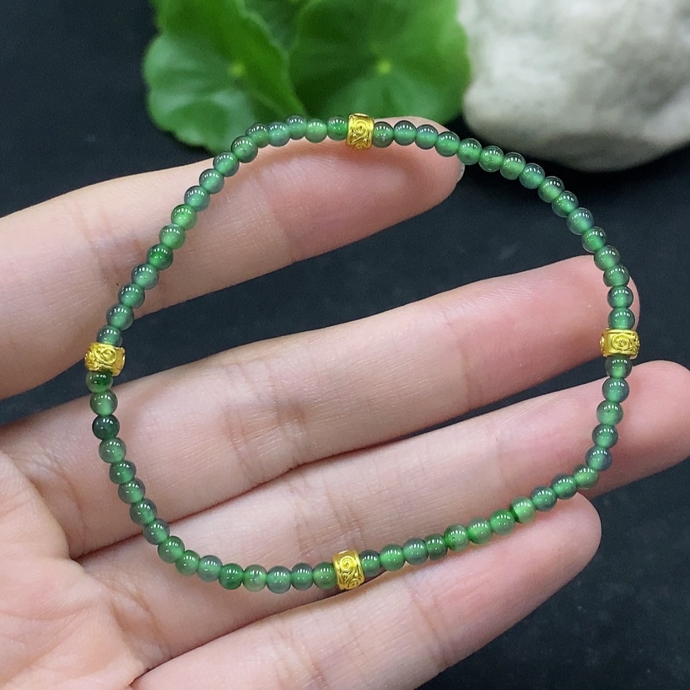 F34057464 Jadeite Bracelet 3mm approx. Non-gold Inlaid Total Weight about 3.43g