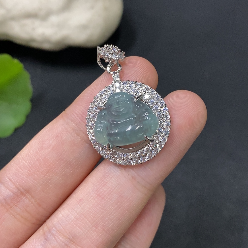 F28292550 Jadeite Buddha inlaid piece non-gold total weight approx. 3.82g