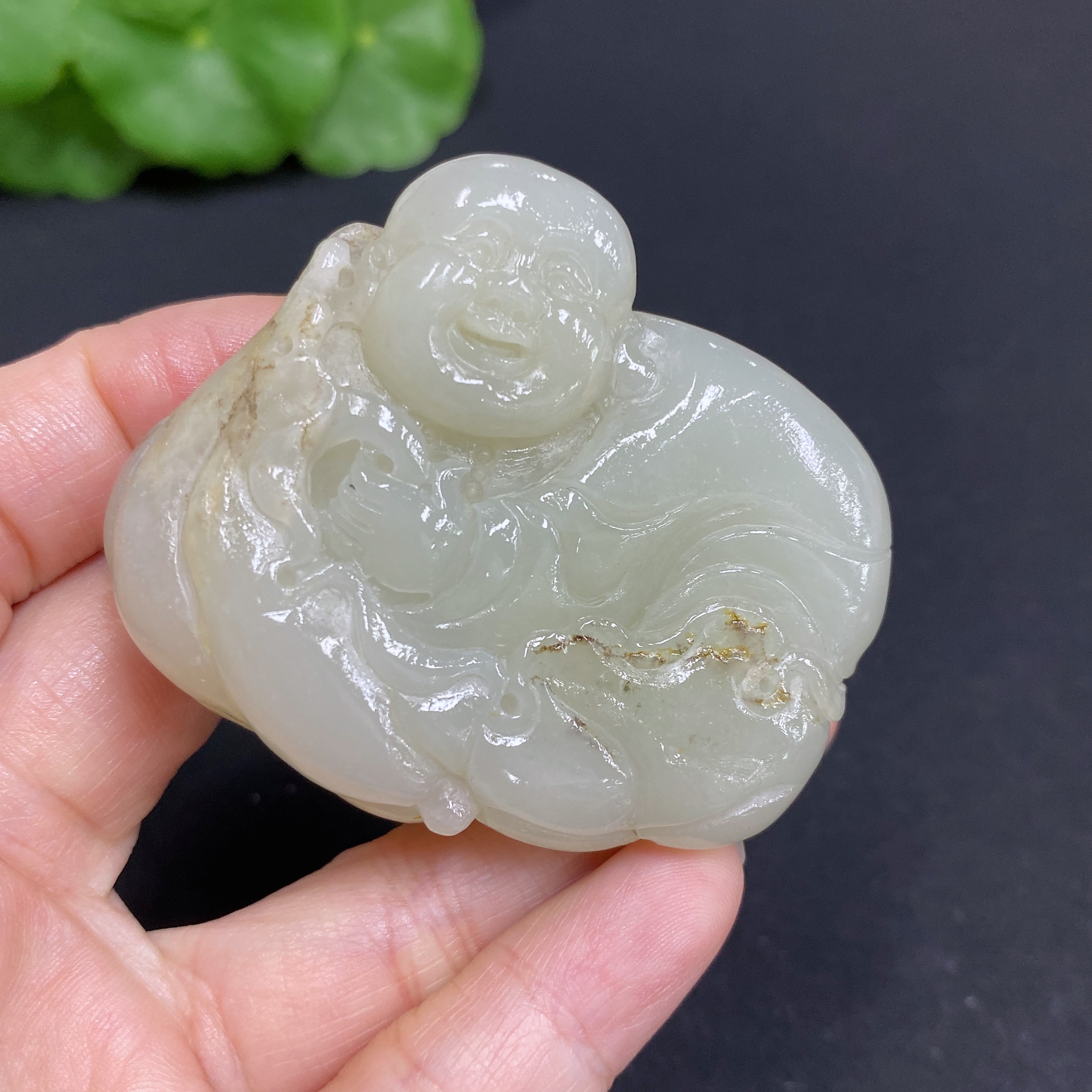 H34971241 Hetian Jade Pendant - Buddha Figure, Total Weight Approx. 66g, Undetermined Skin Color Origin