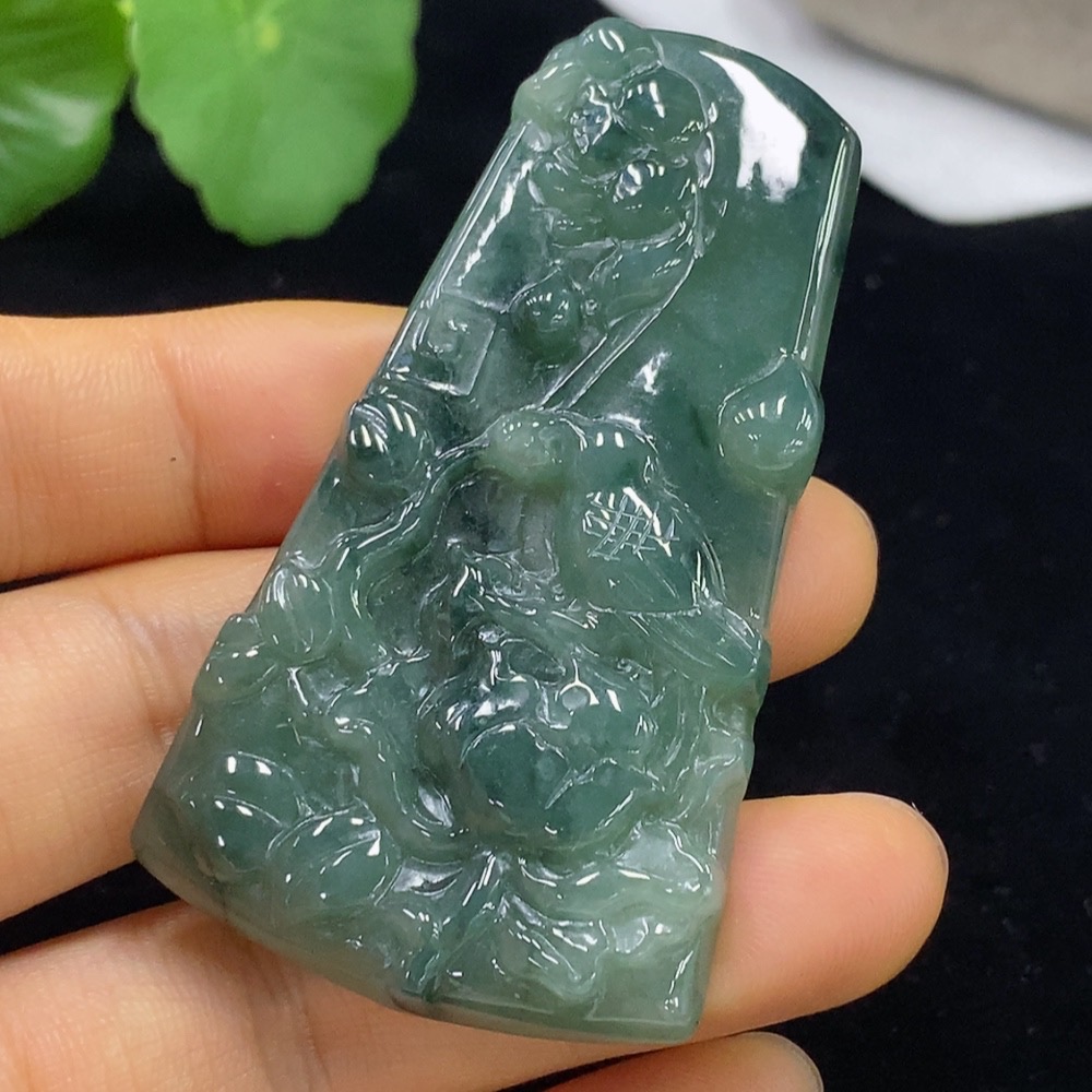 F35094327 Jadeite Birds Singing and Flowers Fragrant Pendant