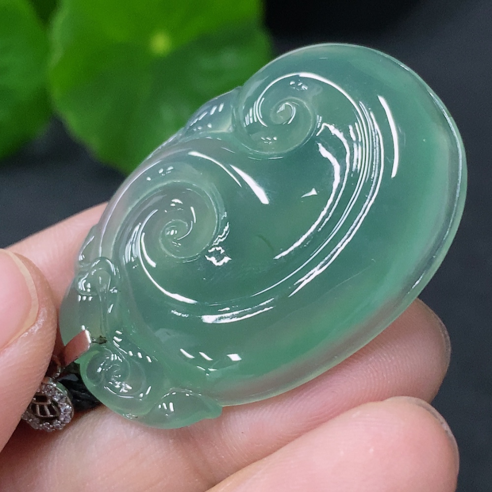 F33849550 Jadeite Pendant Ruyi Total Weight Approx. 15.7g Including Rope Non-Gold