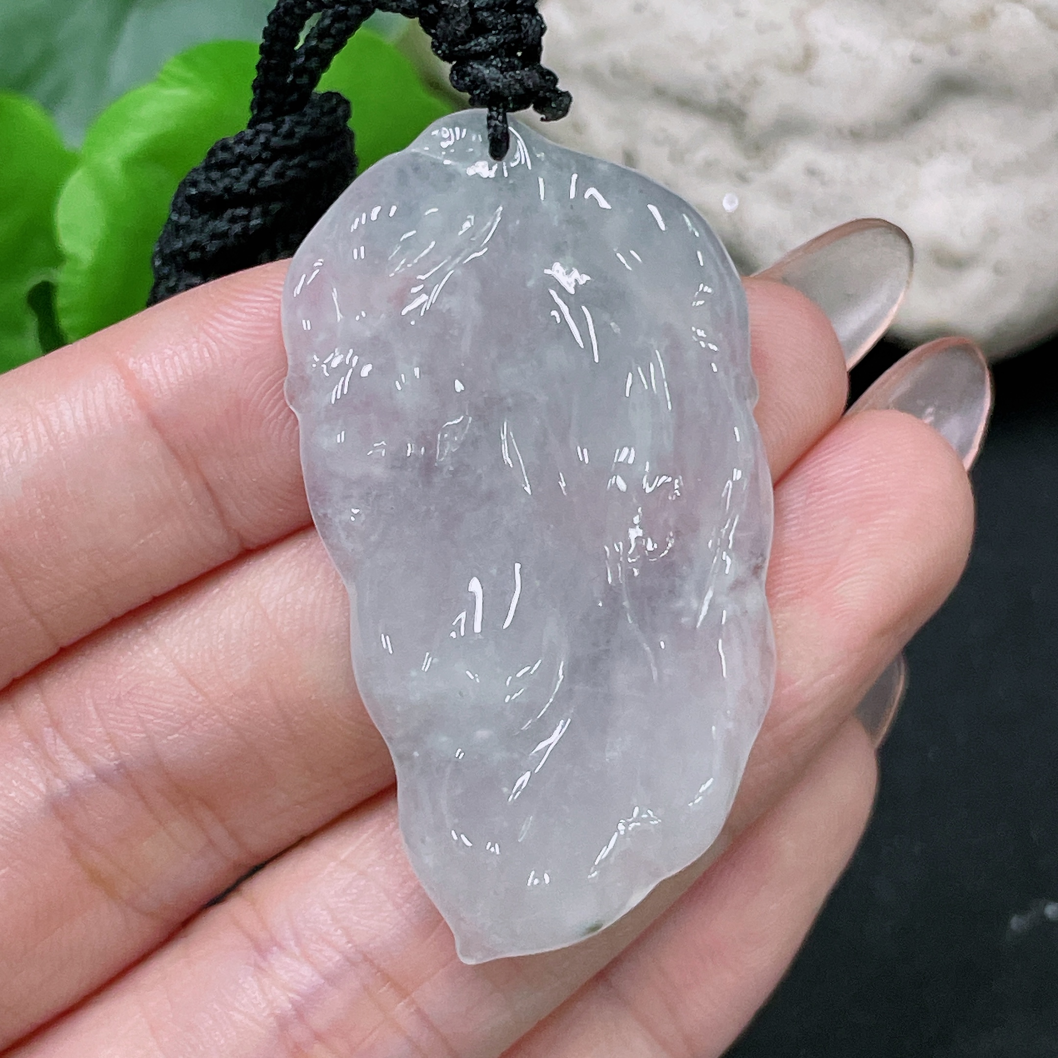 F34985145 Jadeite Pendant with Cord, Total Weight Approximately 13.76g