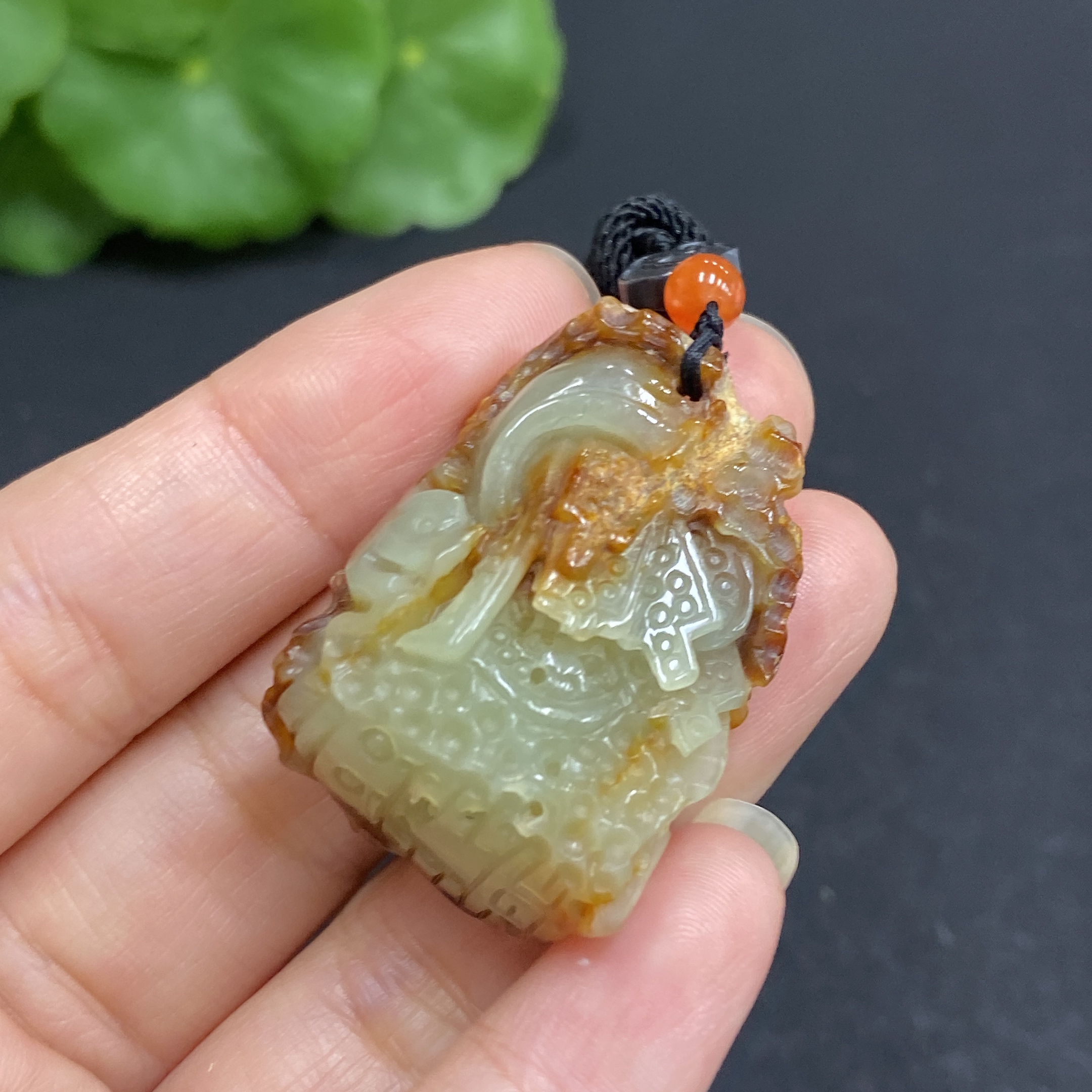 H33880136 Hetian Jade Pendant, Antique-style Piece, Total Weight (Including String) Approx. 19.1g, Undetermined Skin Color Origin