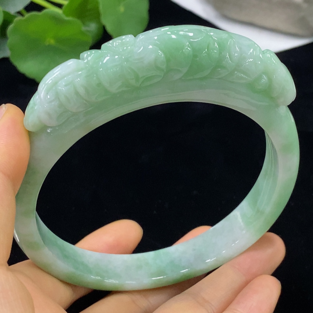 F34949143 Jadeite Round Bangle Total Weight about 104.15g Size 74.5