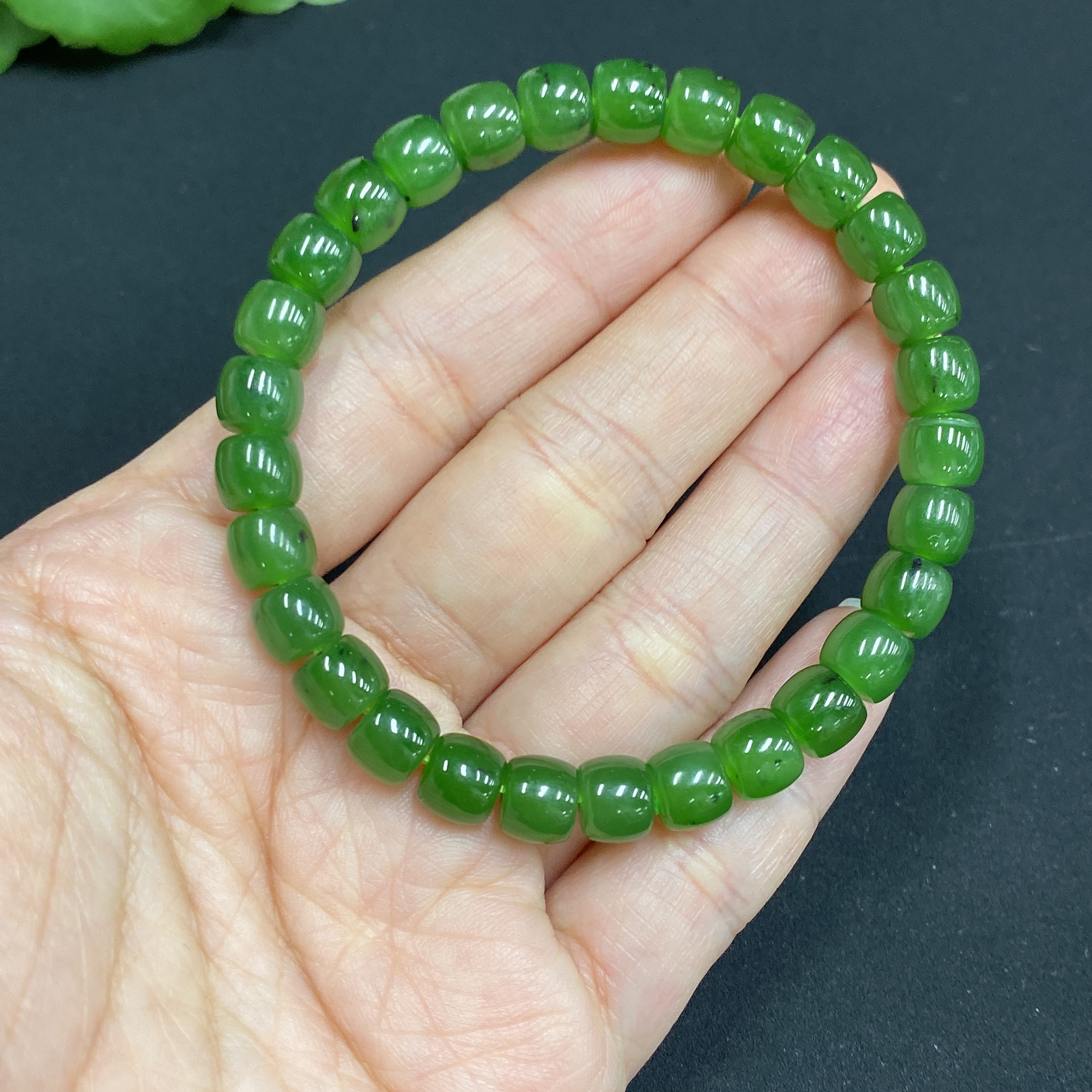 H34985301 Hetian Jade Jasper Bracelet Approx. 6.7mm Total Weight About 16.2g