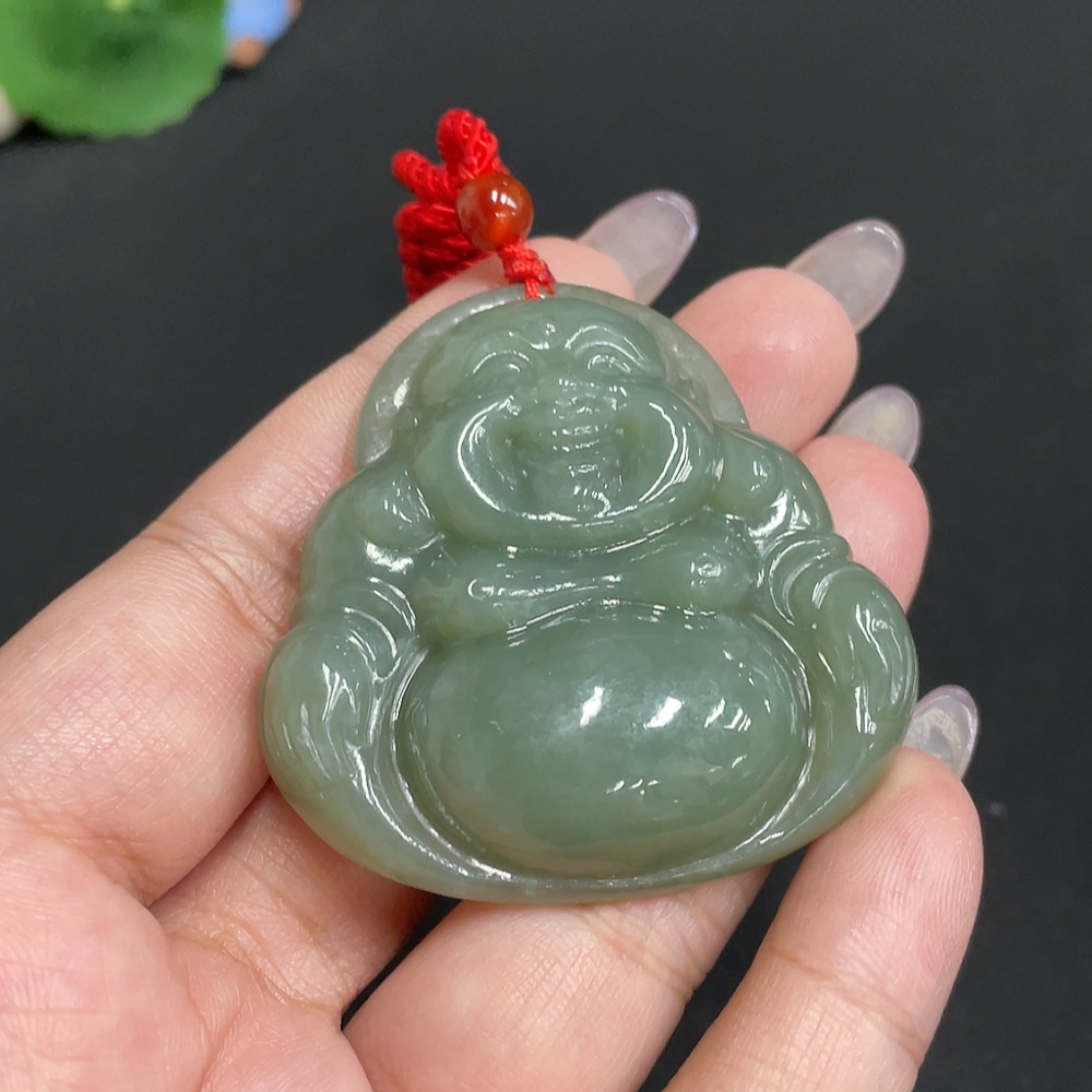 H34956543 Hetian Jade Pendant - Buddha Figure, Total Weight (including rope) Approx. 41.8g