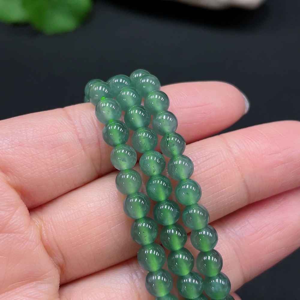 F25928483 Jadeite Bead Necklace Approx. 5.5mm Non-gold Inlaid Total Weight Approx. 32.04g