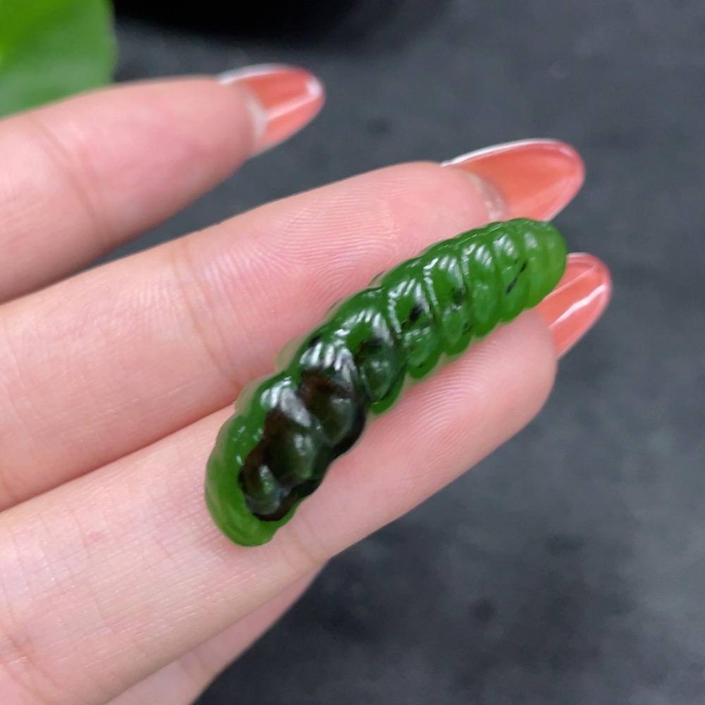 H34961190 Hetian Jade Jasper Pendant Silkworm Larva Total Weight About 3.7g