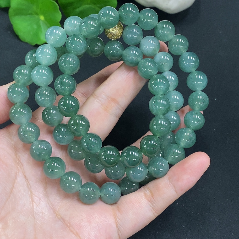 F31685384 Jadeite Bead Necklace Approx. 10.3mm Non-Gold Total Weight Approx. 124.3g