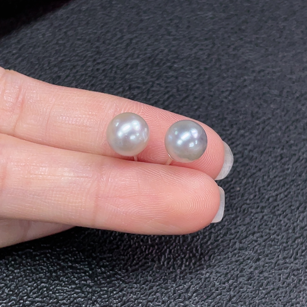 C33937949 Seawater Pearl Earrings Non-Gold Color Origin Undetermined Total Weight Approx. 1.61g Size About 7.7mm