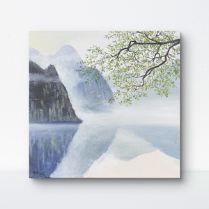 P41888560 夏泽跃《烟云江南》布面综合材料 仅有内框 约40*40cm