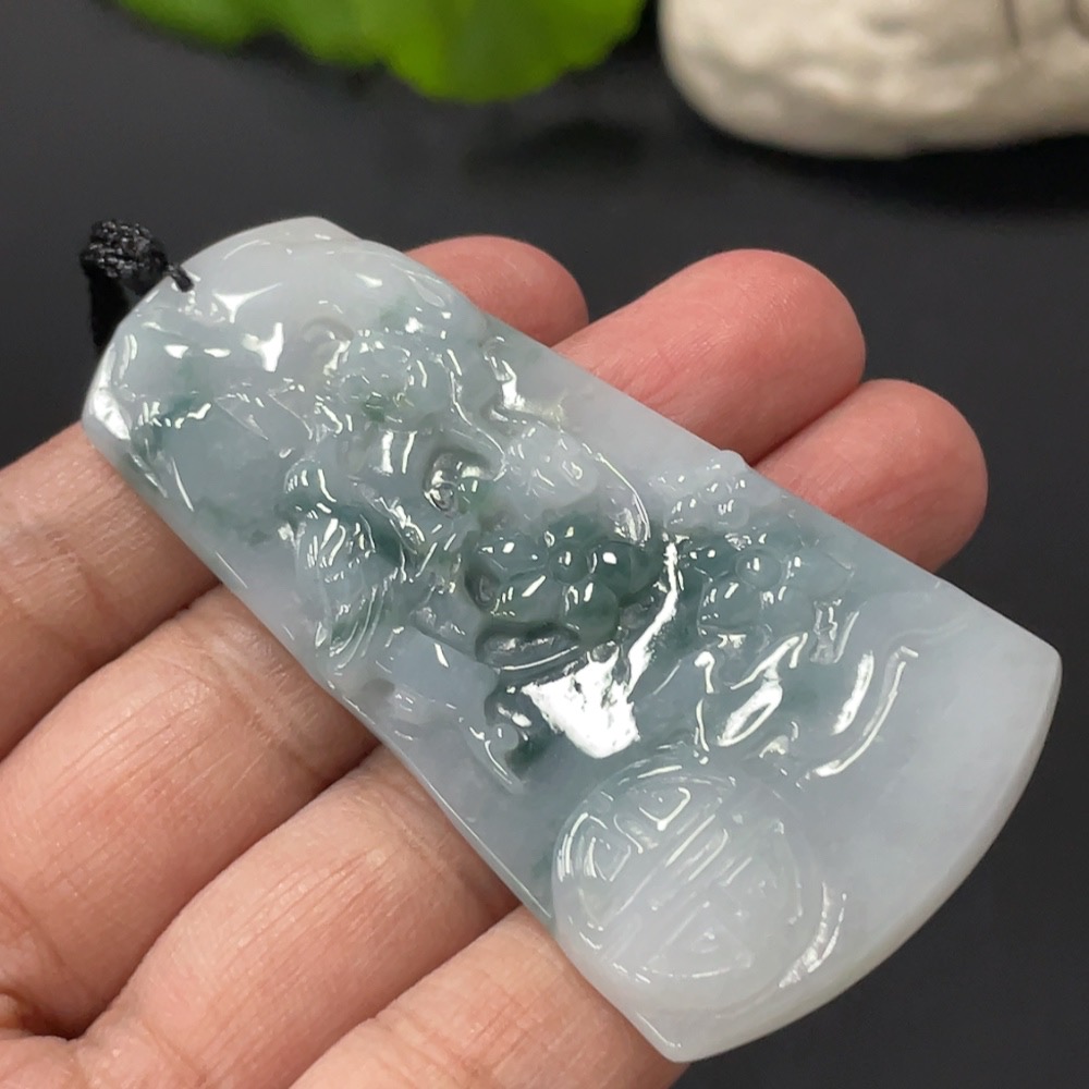 F31632162 JadeiteMagpie on Plum Branch Pendant