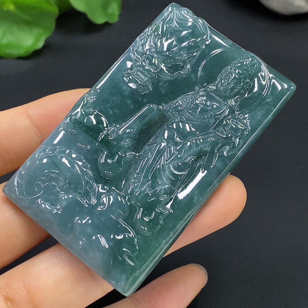 F23561724 Jadeite Avalokiteshvara Pendant with Dragon, Total Weight 44.642g