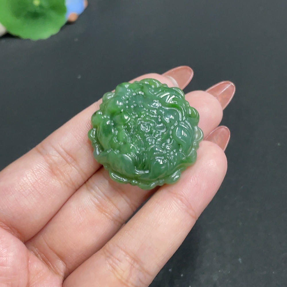 H34010464 Hetian Jade Jasper Pendant - Prosperity in Bloom - Total Weight Approx. 15.8g