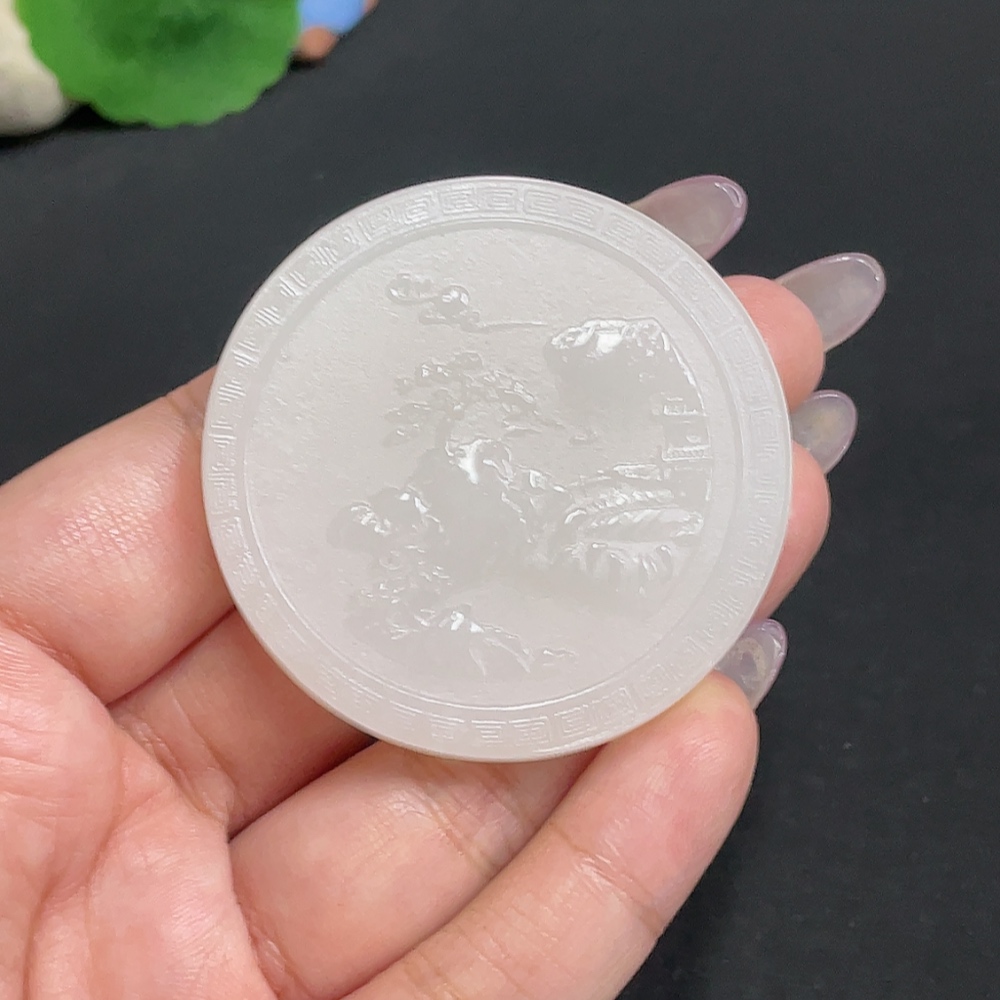 H34956581 Hetian Jade Pendant Landscape Total Weight Approx. 44.7g