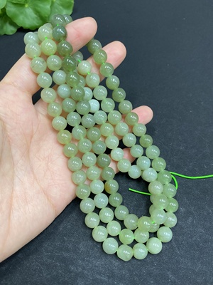 H33938553 Hetian Jade Bead Necklace, Approx. 8mm, Total Weight Approx. 84.8g