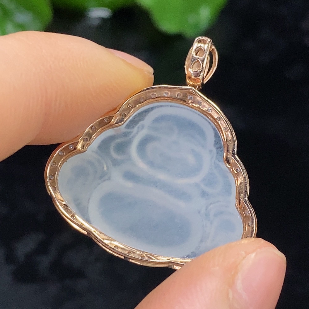 F25923543 Jadeite Buddha Pendant with 18K Gold Setting, Total Weight Approx. 5.83g