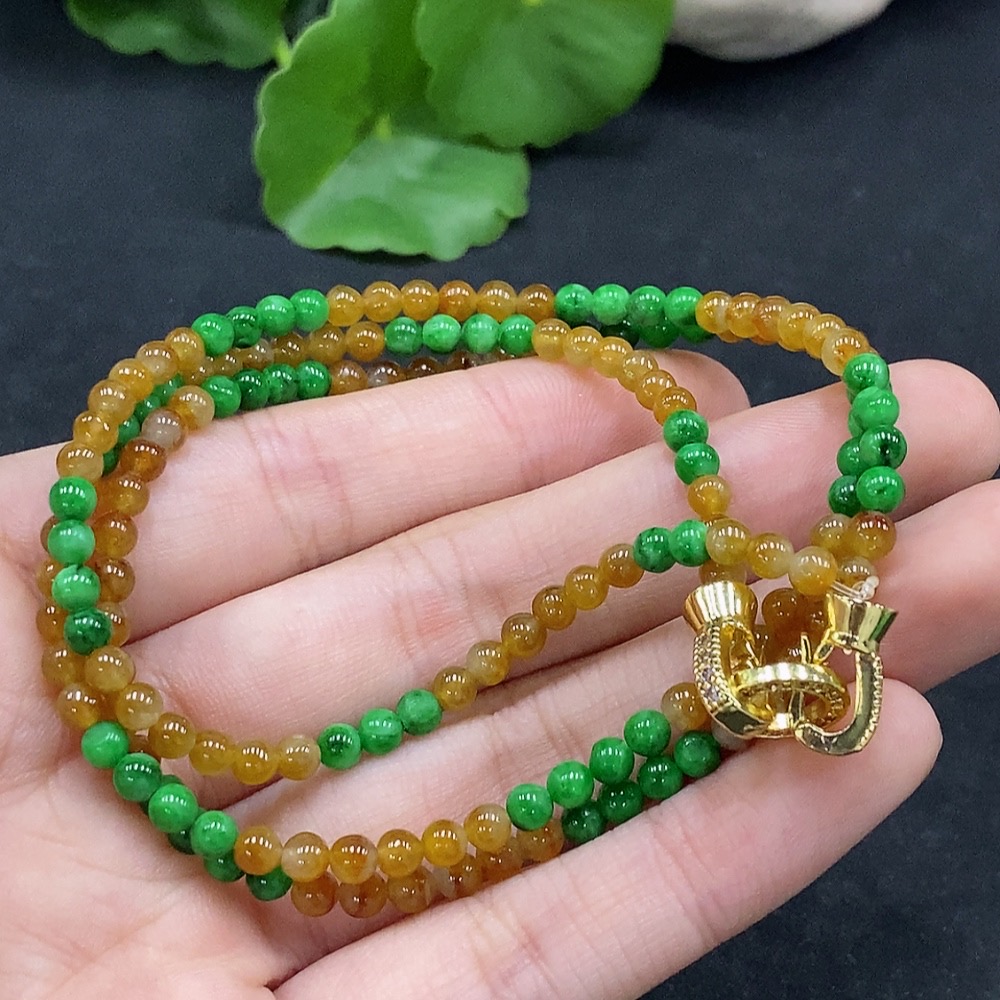 F32729653 Jadeite Bead Necklace Approx. 3.5mm Total Weight About 15.68g Color Origin Undetermined Non-Gold Inlaid