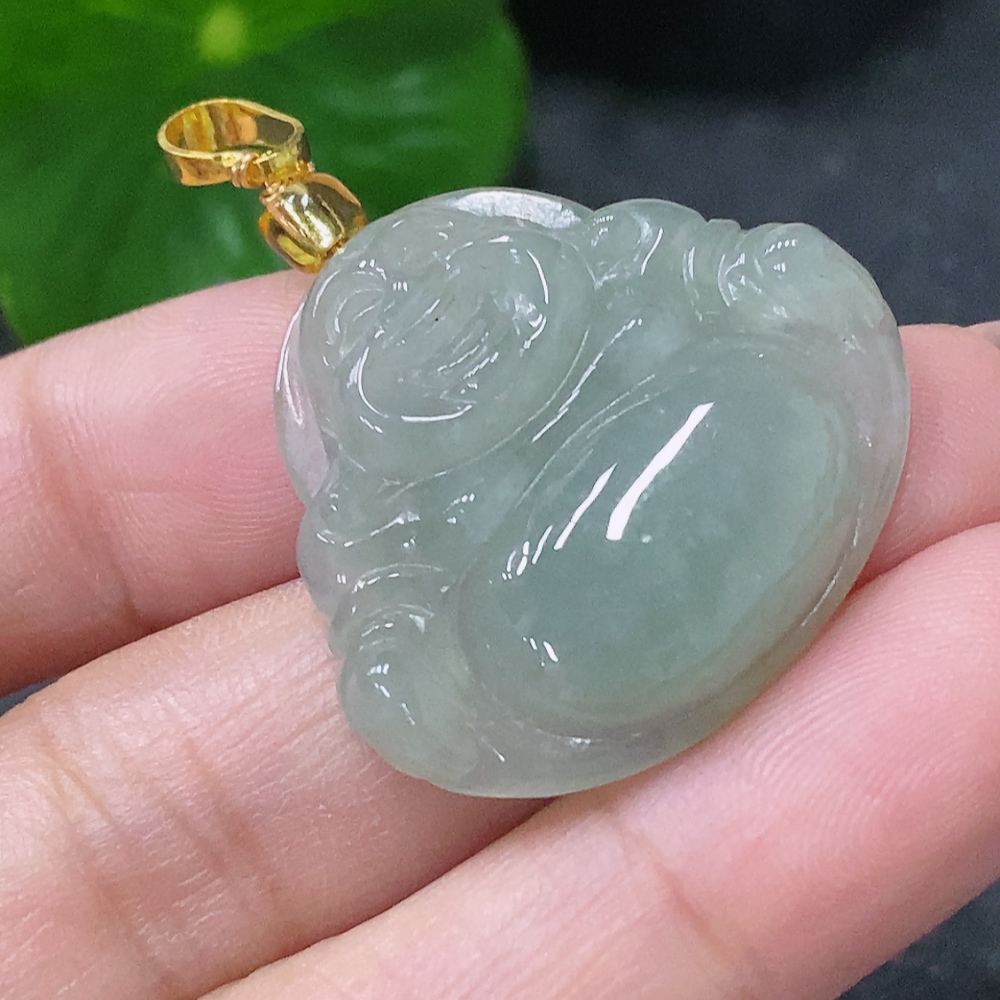 F34043651 Jadeite Pendant Buddha Non-Gold With Non-A Beads Total Weight Approx. 5.95g