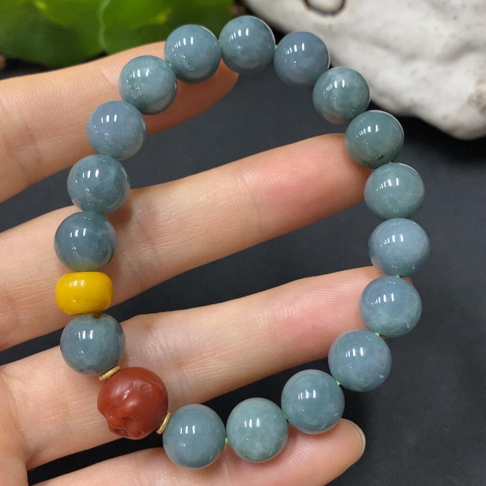 F3366443 Jadeite Bead Necklace Size 9.7 with Non-Jadeite Beads