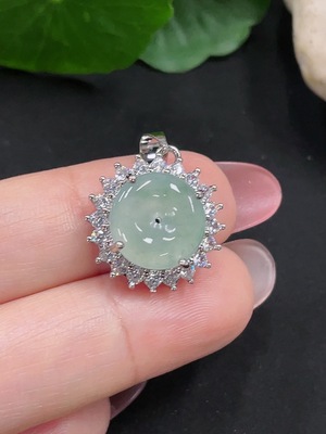 F34982838 Jadeite Inlaid Pendant Total Weight Approx. 2.5g (Non-Gold Inlaid)