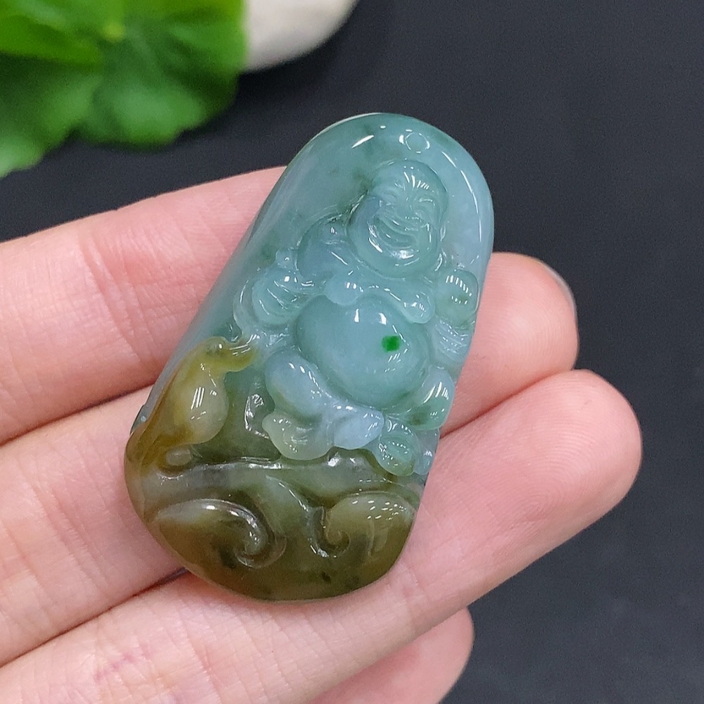 F35123879 Jadeite Buddha Pendant, Total Weight Approx. 15g