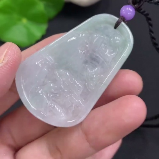 F32741274 JadeiteLandscape Pendant, Total Weight with Rope Approx. 15.3g