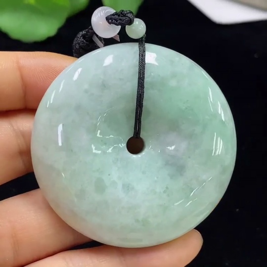 F34043972 Jadeite Peace Pendant Knot with total weight of approx. 83.62g (including rope weight) and non-grade A matching beads