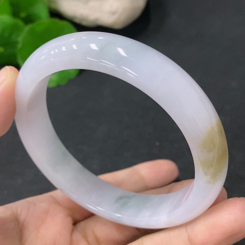 F33886358 Jadeite Round Bangle, Total Weight Approx. 53.5g, Undetermined Color Origin, Size 57