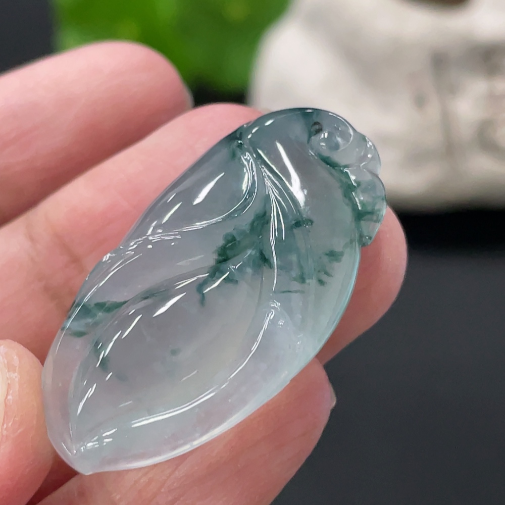 F35108544 Jadeite Magnolia Pendant Total Weight Approx. 10.8g