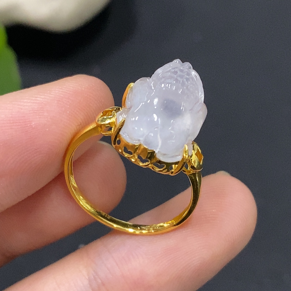 F28249694 Jadeite Inlaid with 18k Gold, Total Weight Approx. 3.24g, Size 14