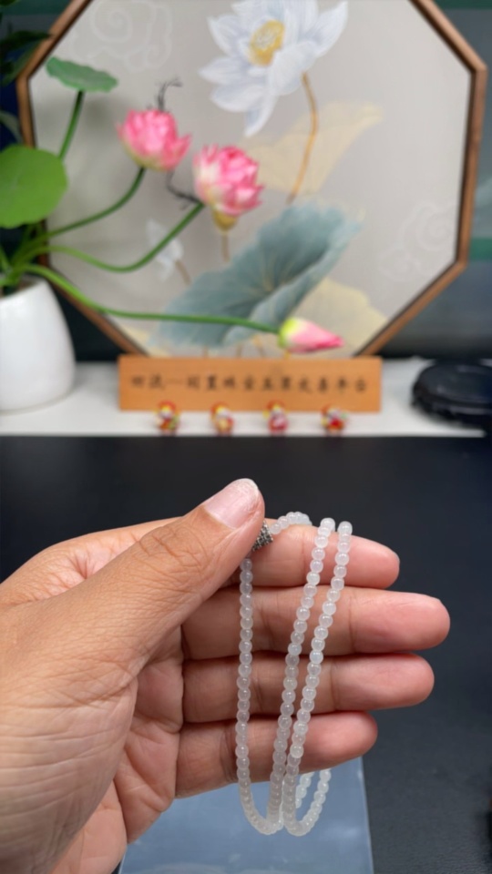 F30453565 Jadeite Bead Necklace approx. 3.5mm total weight approx. 13.77g non-gold inlaid