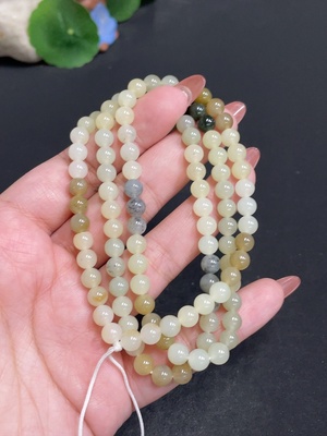 H34010349 Hetian Jade Bead Necklace, Approx. 5.9 mm, Total Weight About 36.8g