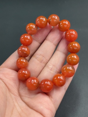 C21400092 Red Agate Bracelet, approx. 12.8mm, total weight approx. 45.90g, visible organic matter