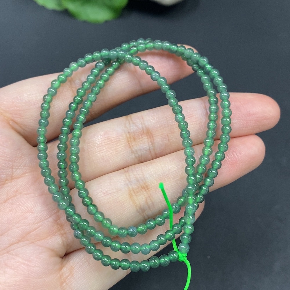 F20273854 Jadeite Bead Necklace, Approx. 2.8mm, Total Weight 8.248g
