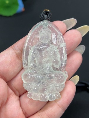 H42979994 岫玉(蛇纹石玉)挂件 大势至菩萨 货品总重约[含绳]33g