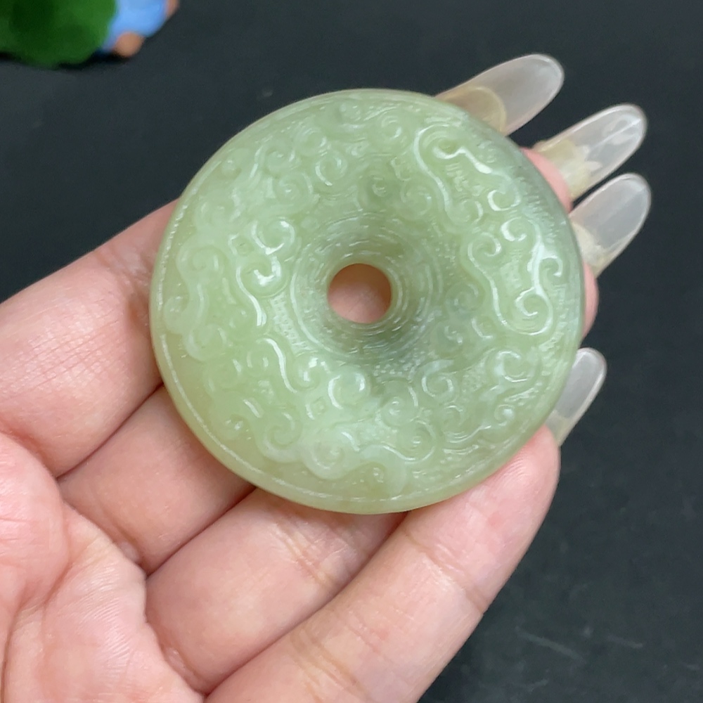 H28272862 Hetian Jade Pendant, Antique-style Button, Total Weight Approx. 40.6g