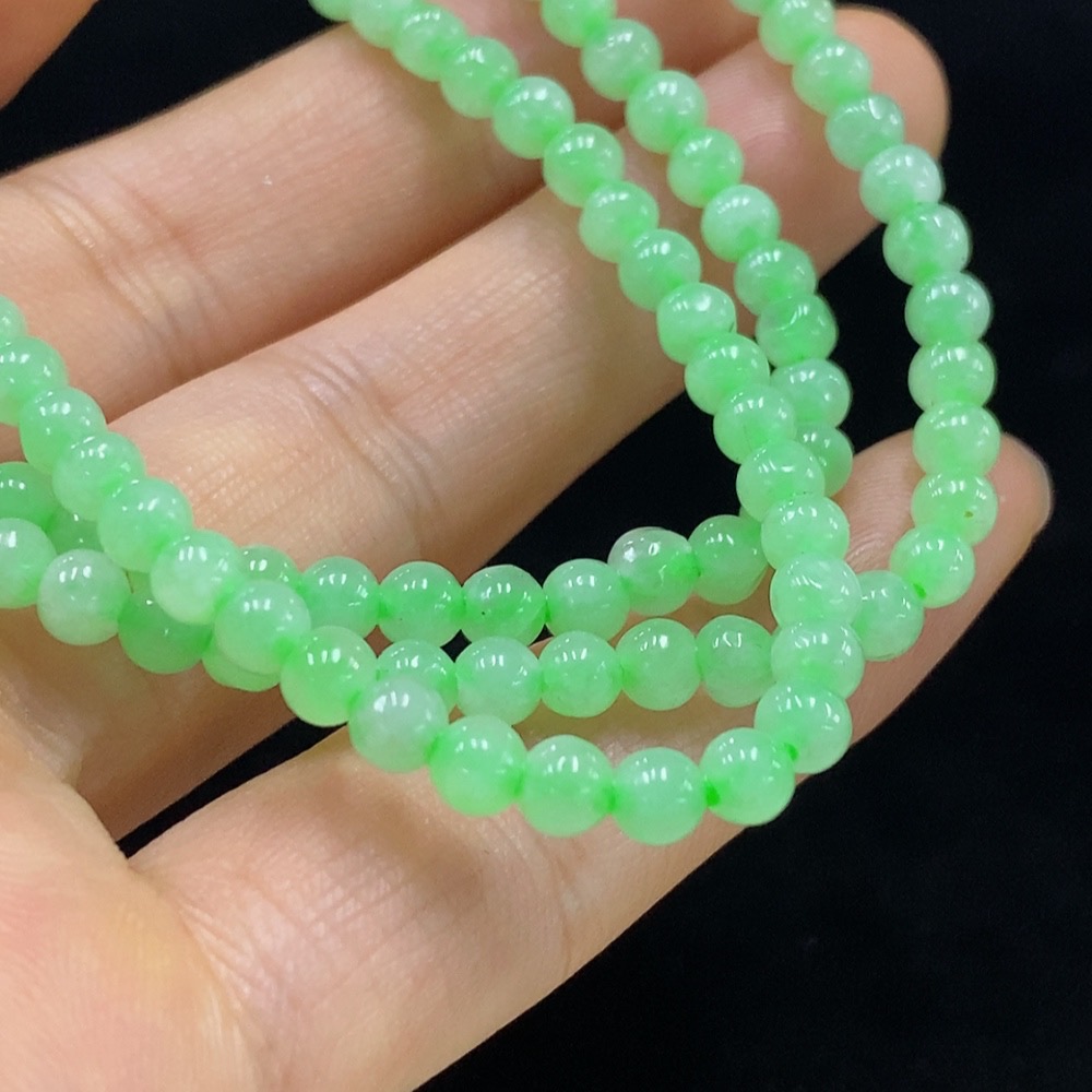 F33928902 Jadeite Bead Necklace, Approx. 4.2mm, Total Weight Approx. 19.14g, Non-Gold