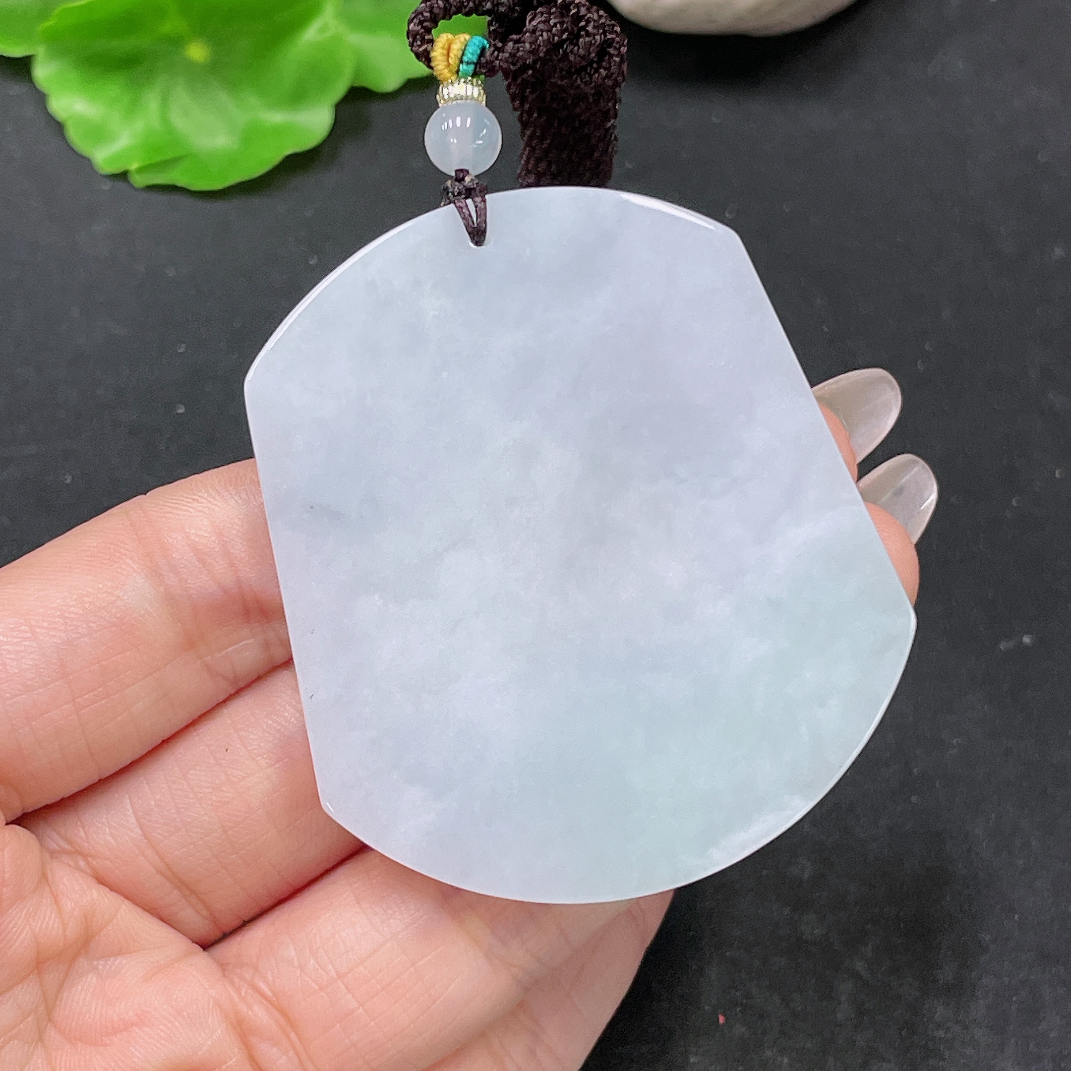 F35138137 Jadeite Plain Pendant with Non-A Beads Including Rope Total Weight Approx.45g