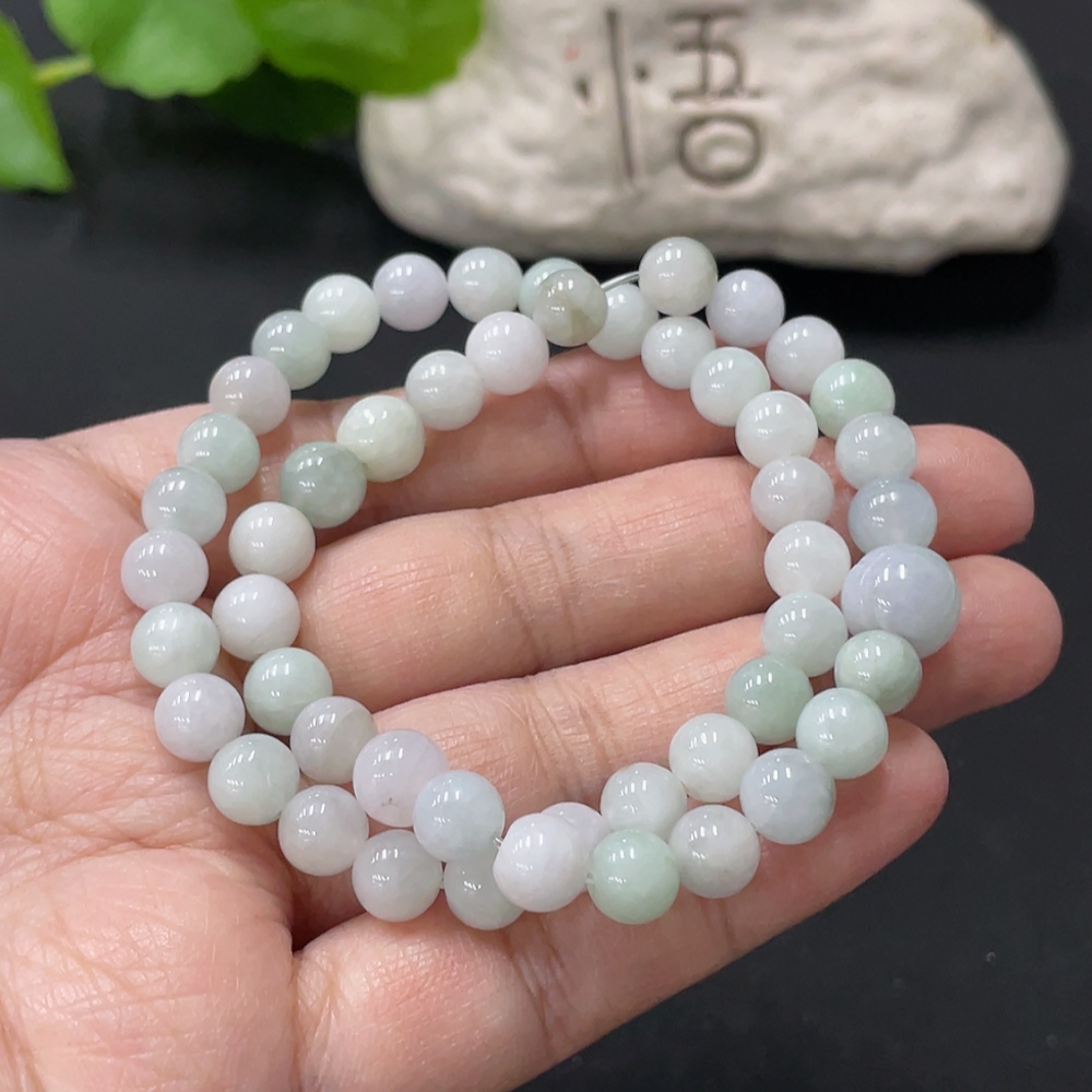 F35080304 Jadeite Bead Necklace Approx. 7.2mm Total Weight Approx. 30.29g
