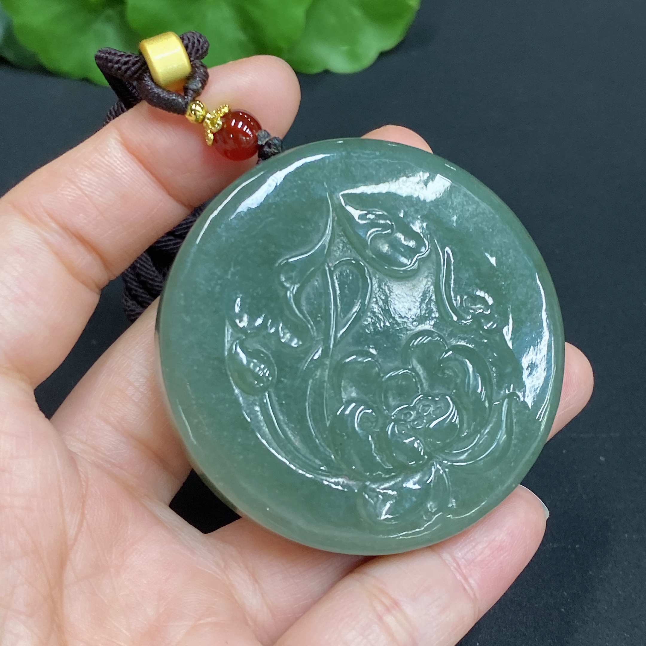 H34985529 Hetian Jade Pendant Lotus Total Weight (including rope) 60.1g