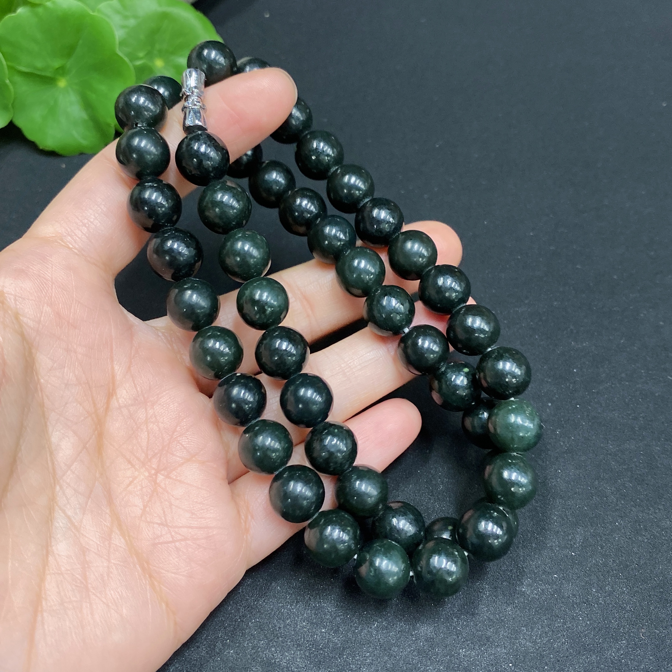 H32704313 Hetian Jade Bead Necklace, Approx. 9.6mm, Total Weight About 73.5g