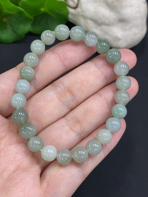 F34070704 Jadeite Bead Necklace Approx. 7.3mm Total Weight Approx. 18.2g