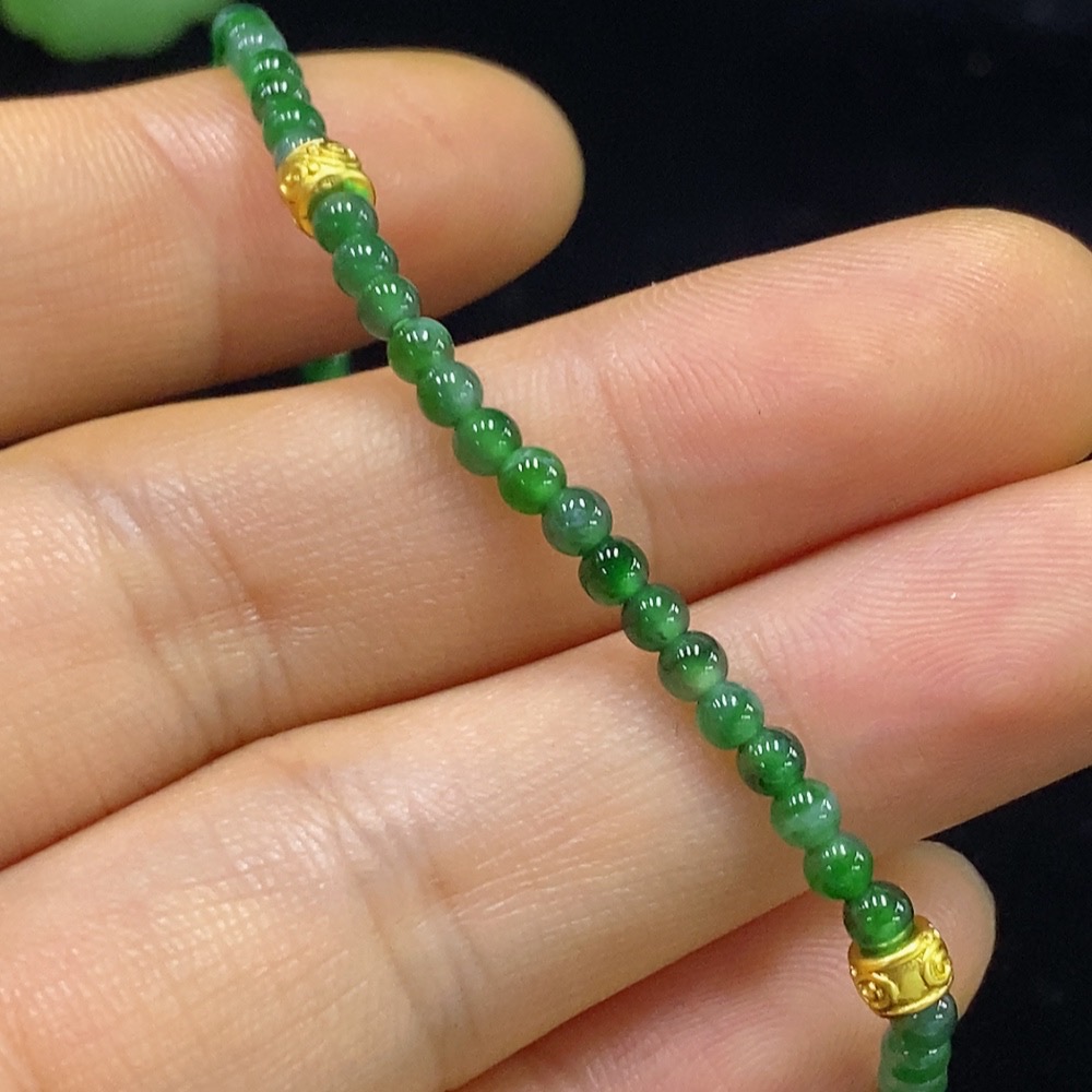 F34025186 Jadeite Bracelet Approx. 2.8mm Beads Total Weight 3.52g Non-Gold