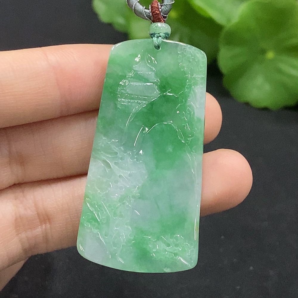 F35133279 Jadeite Pendant Landscape with Cord Total Weight Approx. 16.72g